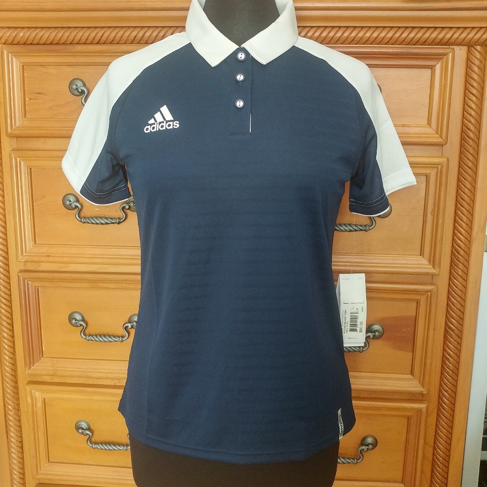 Adidas Collegiate Navy Blue White Coach Polo Shirt